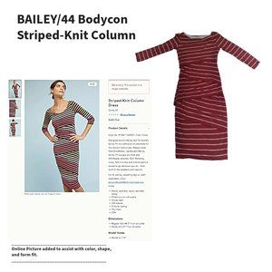 Anthropologie Bailey 44 Red/Tan Tiered Striped Column Midi Dress Sz S